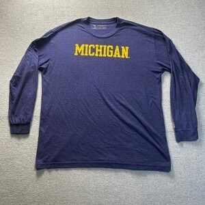 Michigan Wolverines Mens XXL Blue Long Sleeve Graphic T Shirt Made USA